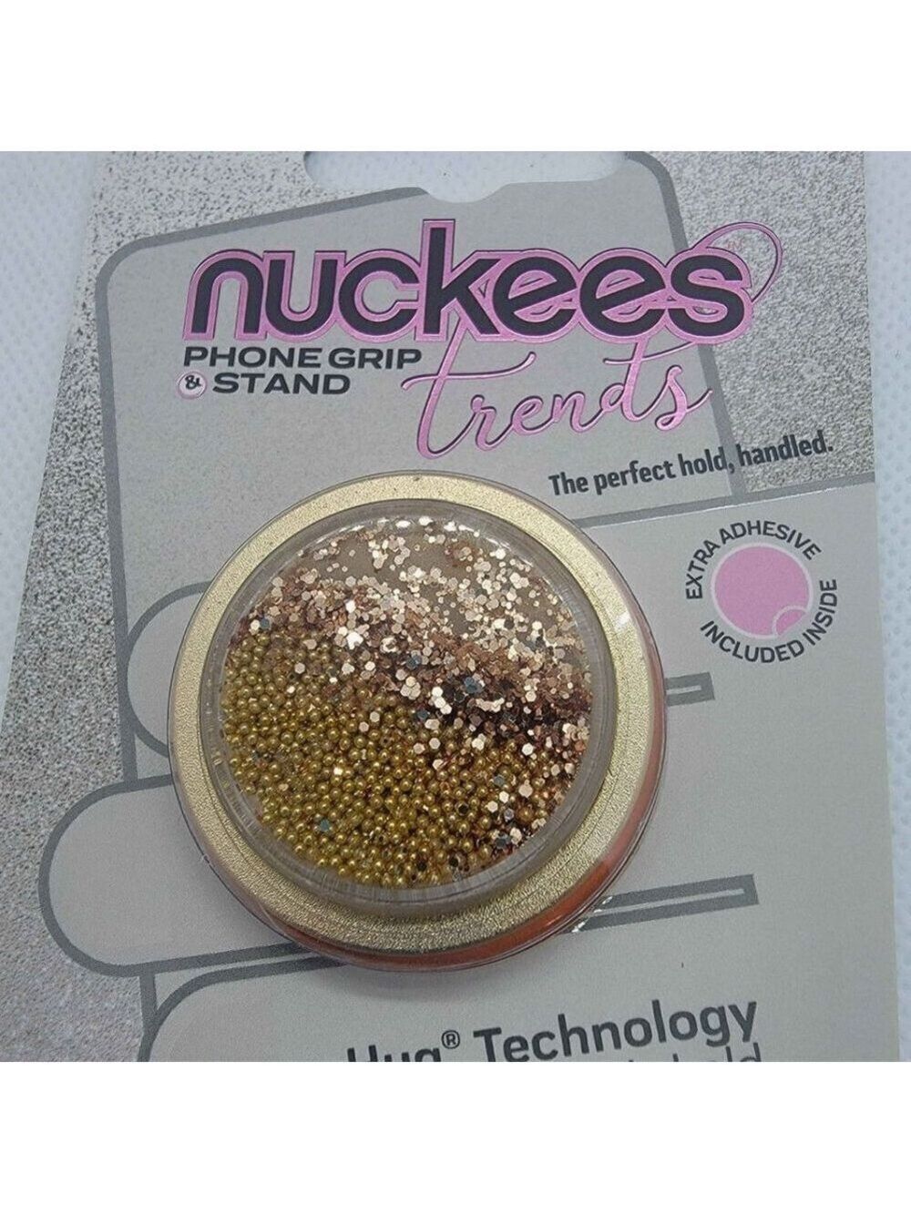Nuckees trends Phone Grip & stand  gold color glitter & beaded Design